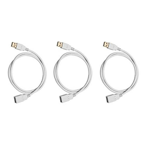 White eDragon 2 Pack USB 2.0 A Male to A Female Extension 28/24AWG Cable 6 Feet Gold Plated White eDragon 2 Pack USB 2.0 A Male to A Female Extension 28/24AWG Cable 6 Feet Gold Plated